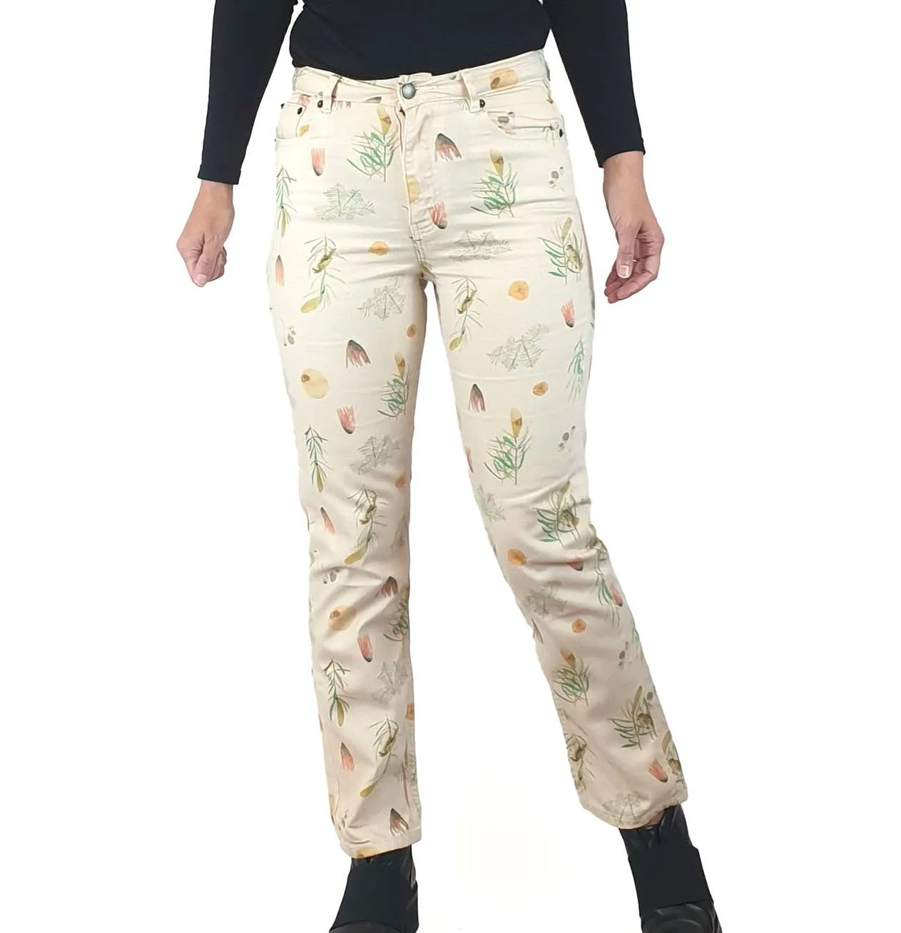 Gorman   Diana Kinter cream jeans with cute print size 8