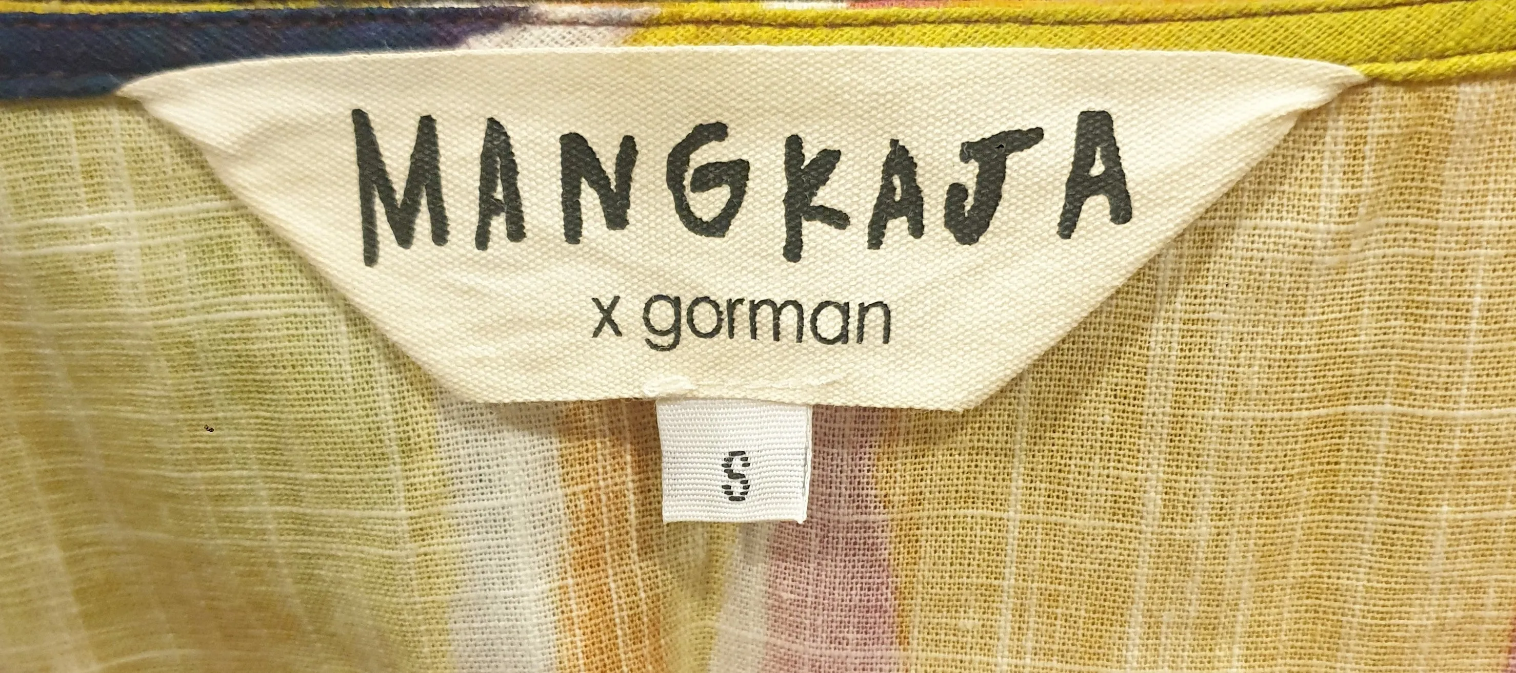 Gorman x Mangkaja stunning earthy coloured unique print dress size S (best fits size 10)