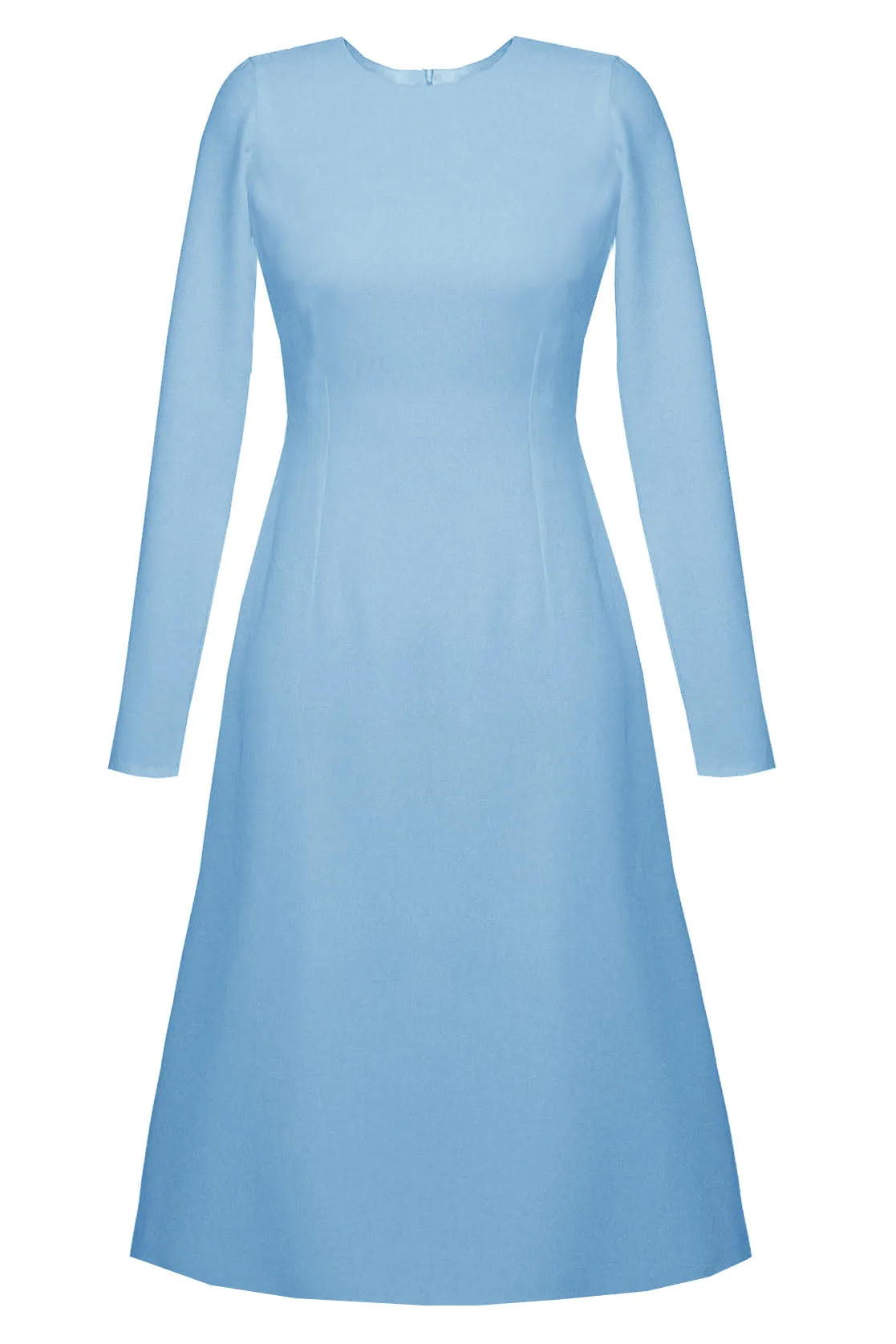Grace Blue Midi Dress with Long Sleeves