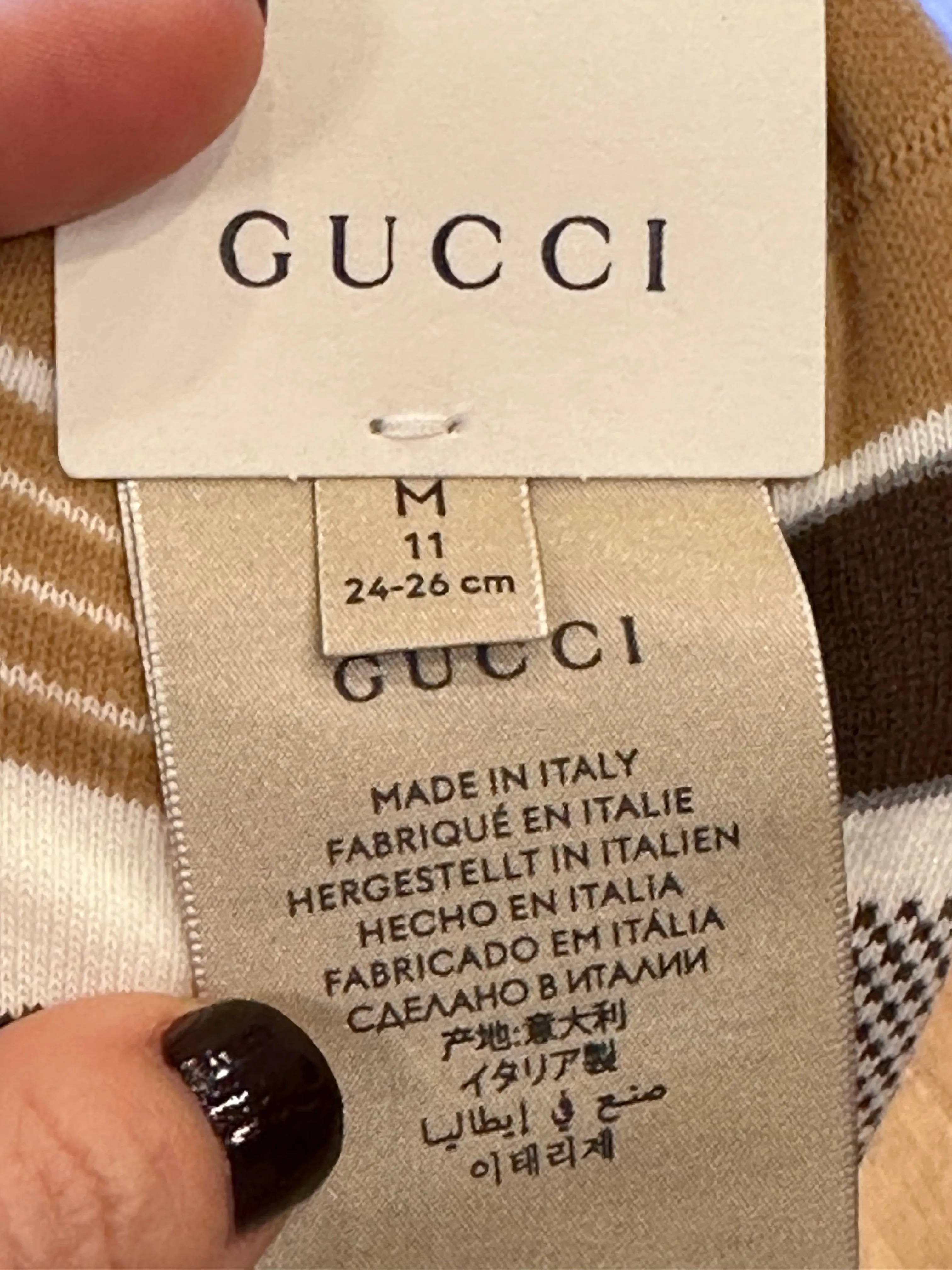 Gucci Interlocking GG Houndstooth Knee High Sock in Neutral Tones