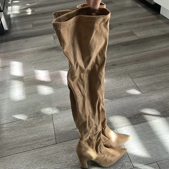 GUESS Women's Abetter Block Heel Over the Knee Boots