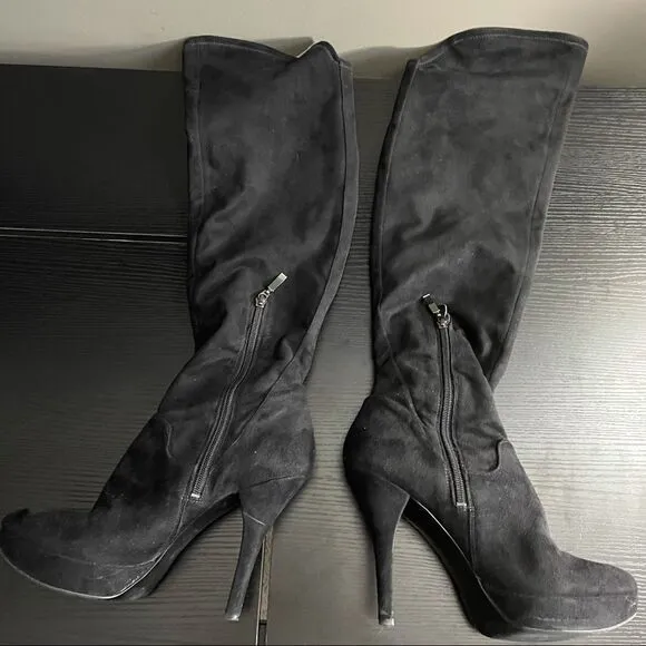 Guess Black Over the Knee Heeled Boot, 9