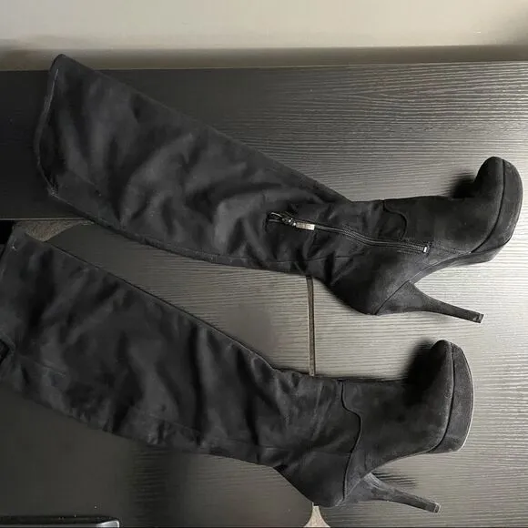 Guess Black Over the Knee Heeled Boot, 9