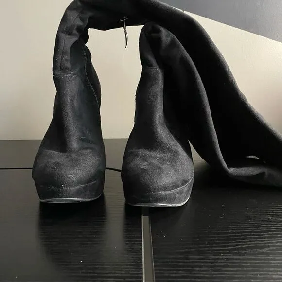 Guess Black Over the Knee Heeled Boot, 9