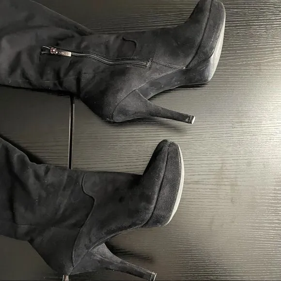 Guess Black Over the Knee Heeled Boot, 9