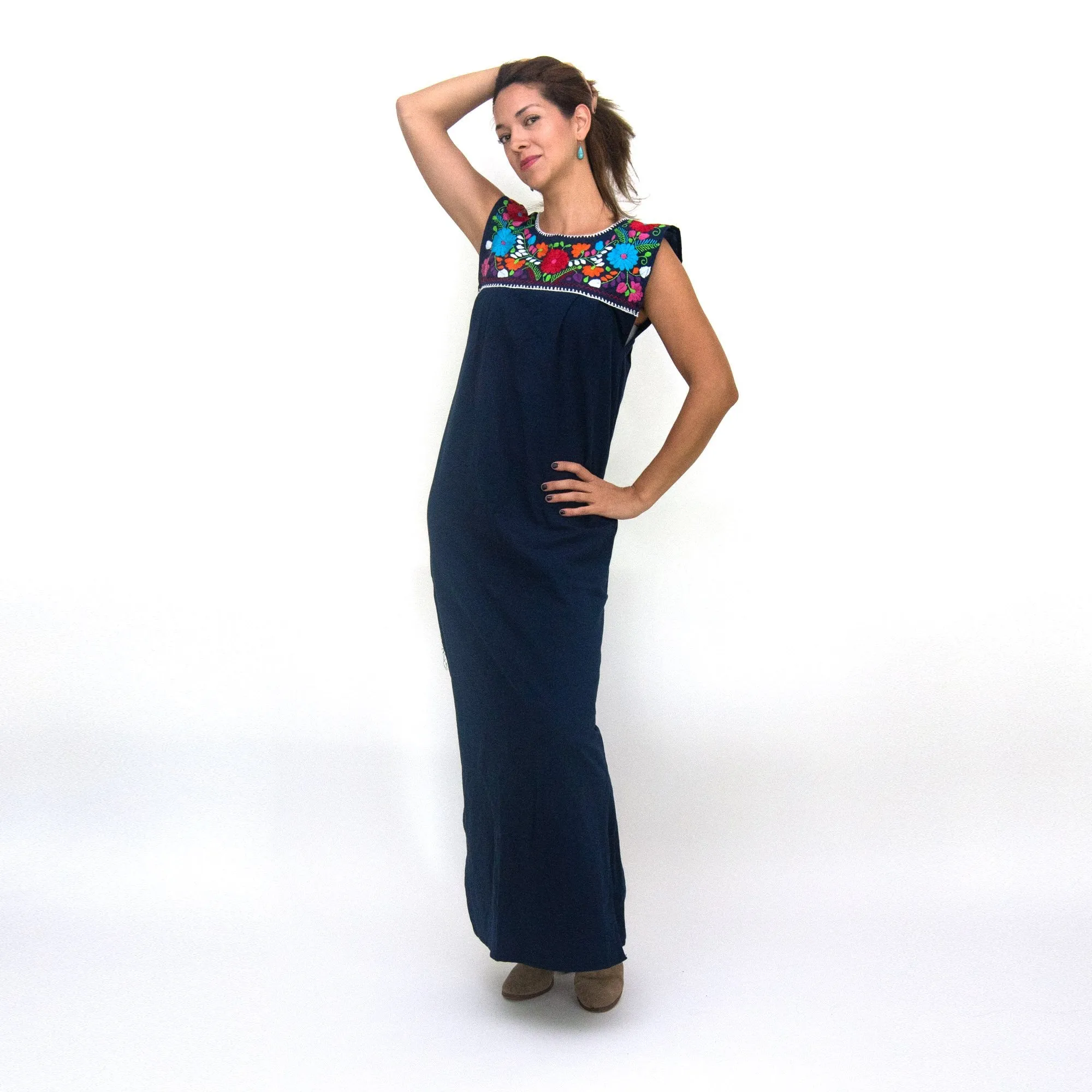 Hand Embroidered Mexican Loose Dress