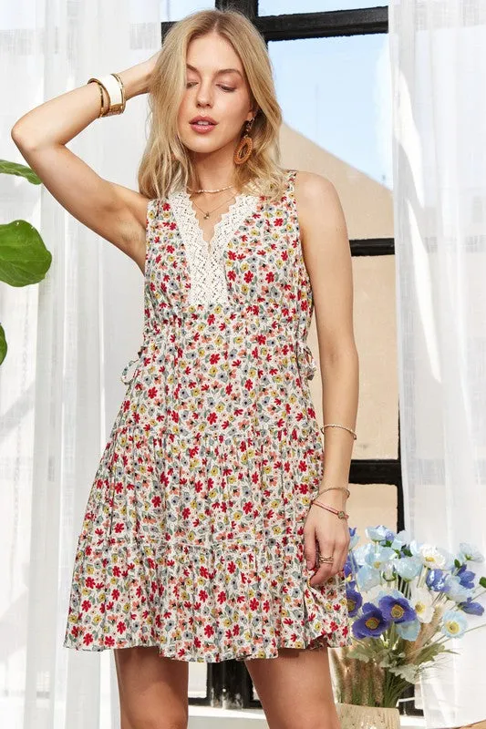 Hazel Blues® |  ADORA Lace Detail V-Neck Sleeveless Mini Dress