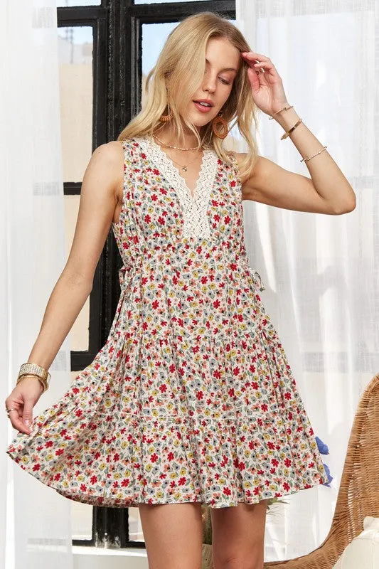 Hazel Blues® |  ADORA Lace Detail V-Neck Sleeveless Mini Dress