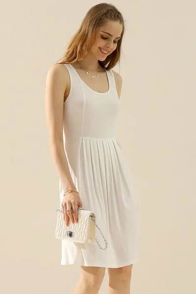 Hazel Blues® |  Doublju Round Neck Ruched Sleeveless Dress with Pockets