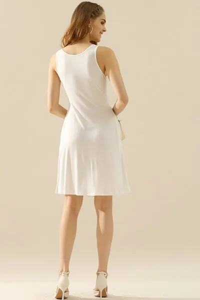 Hazel Blues® |  Doublju Round Neck Ruched Sleeveless Dress with Pockets