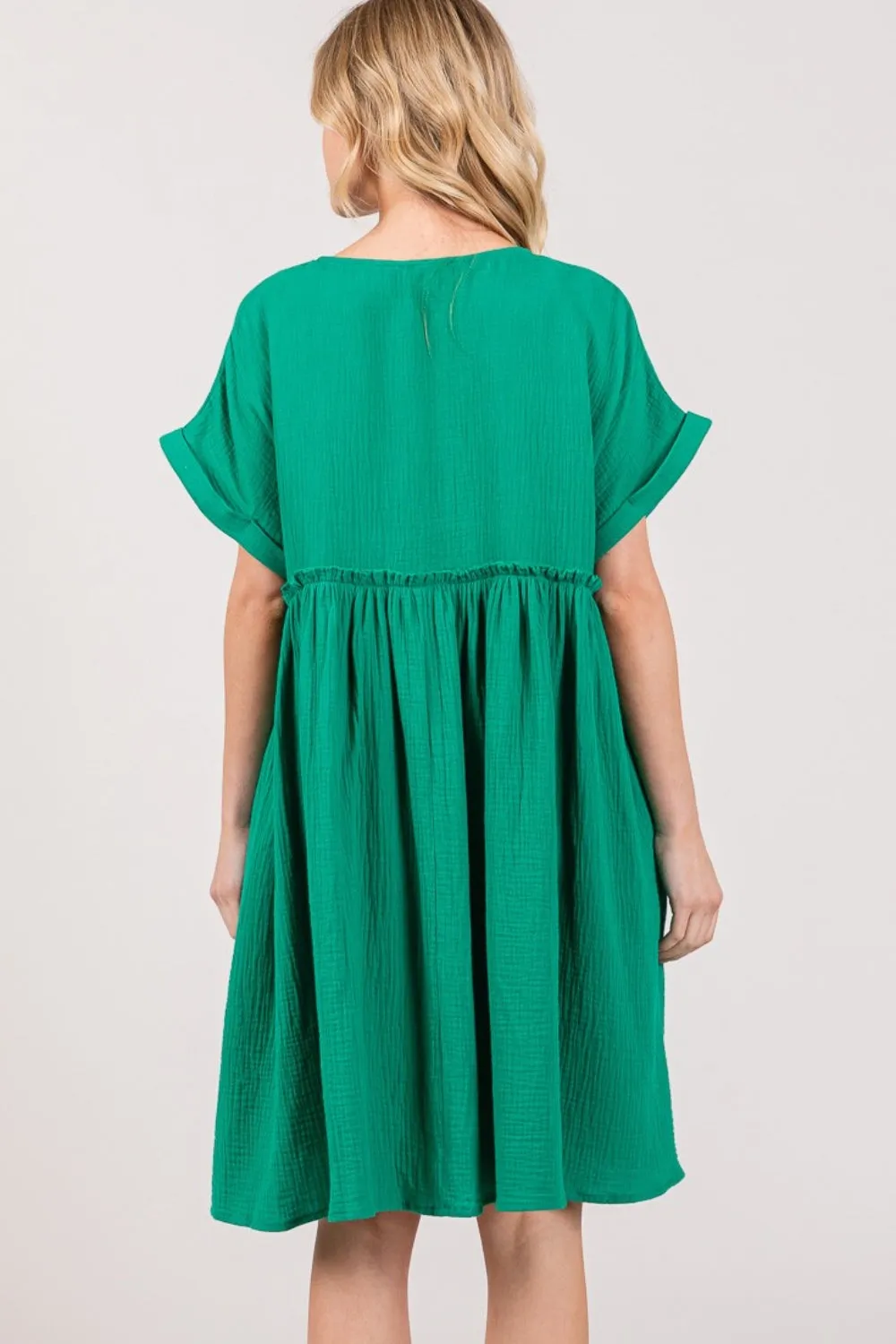 Hazel Blues® |  SAGE   FIG Button Up Short Sleeve Dress