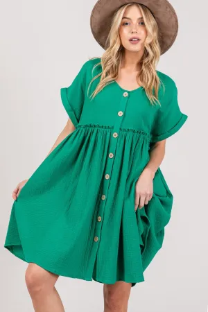 Hazel Blues® |  SAGE   FIG Button Up Short Sleeve Dress