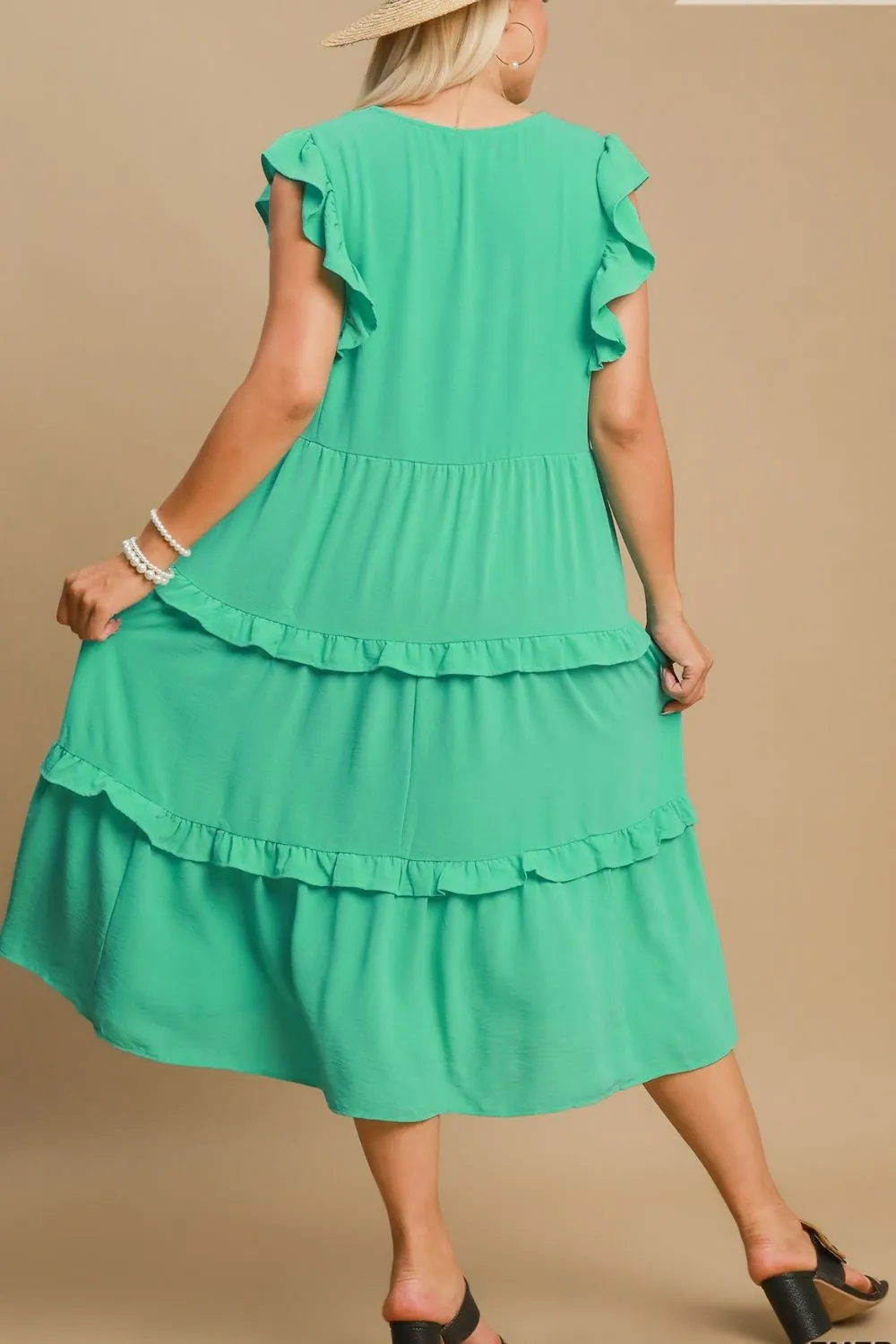 Hazel Blues® | Umgee Ruffle Tiered Cap Sleeve Midi Dress