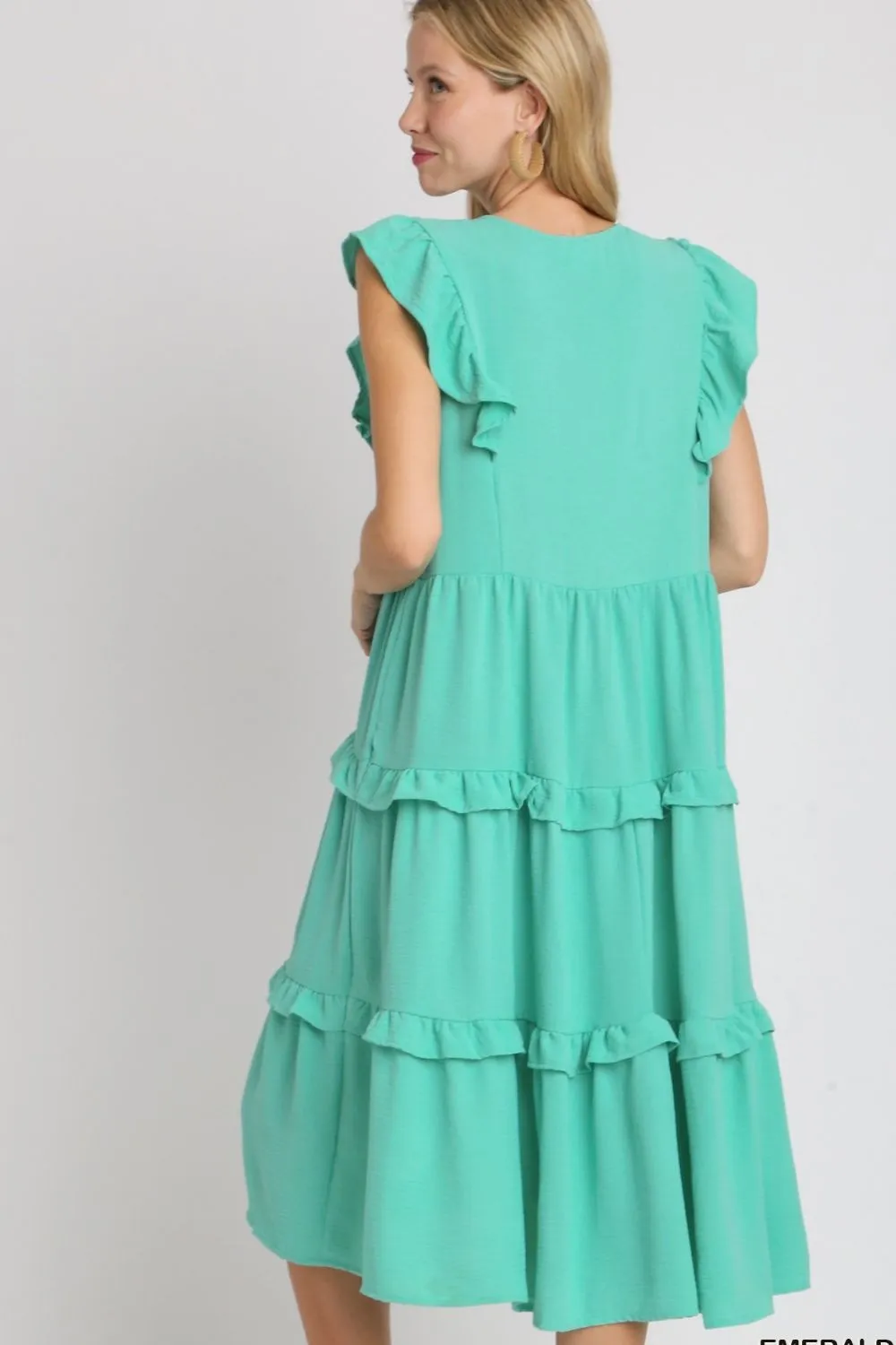 Hazel Blues® | Umgee Ruffle Tiered Cap Sleeve Midi Dress