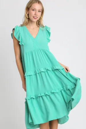 Hazel Blues® | Umgee Ruffle Tiered Cap Sleeve Midi Dress