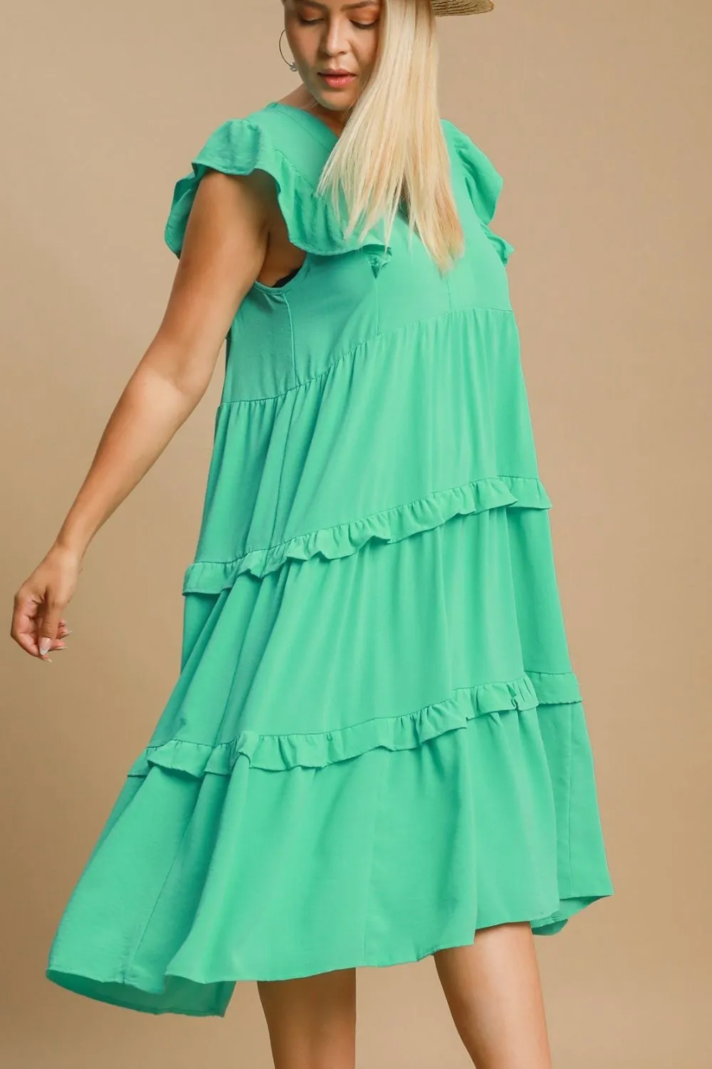 Hazel Blues® | Umgee Ruffle Tiered Cap Sleeve Midi Dress