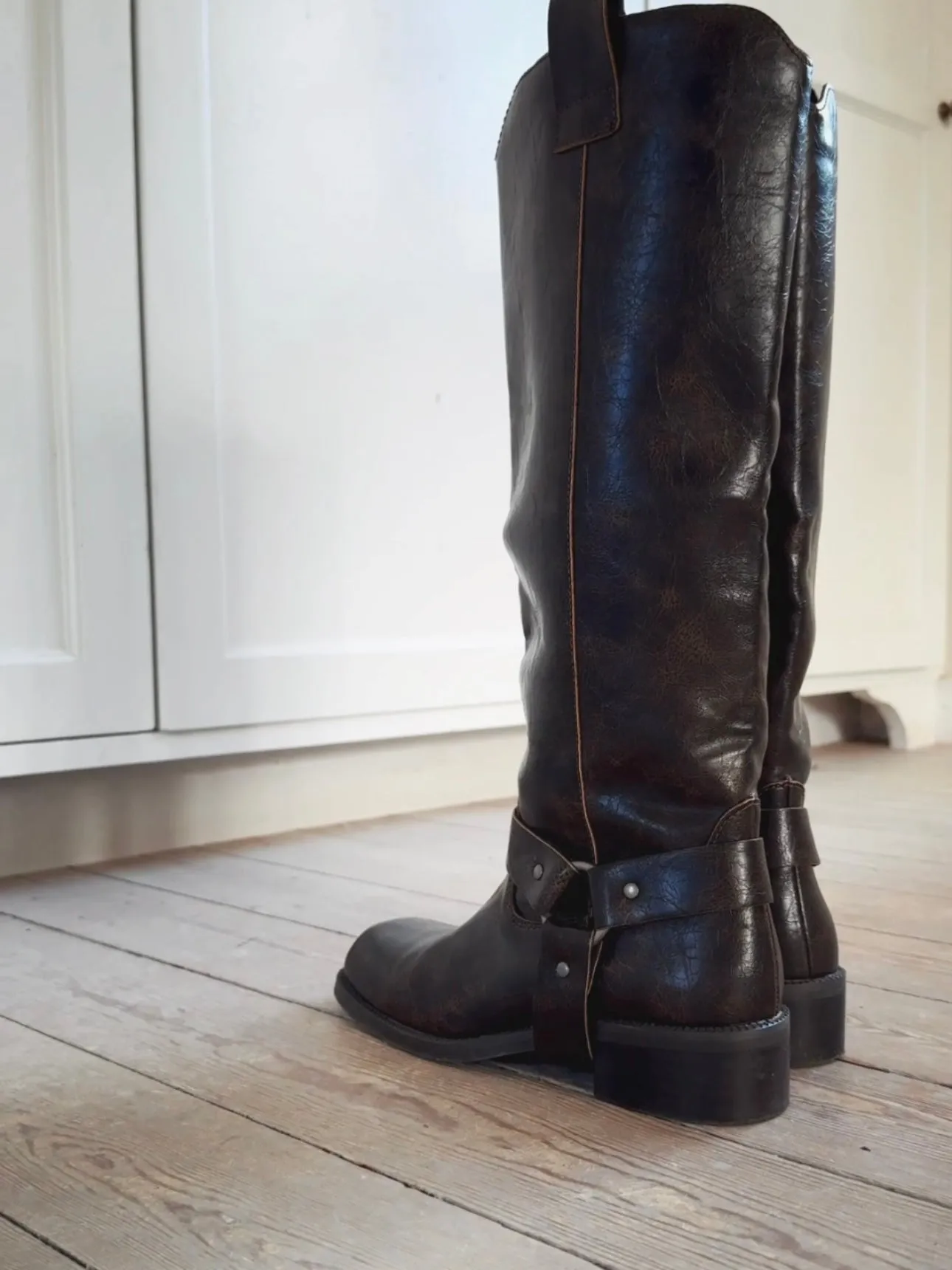 HIGH SHAFT BIKER BOOTS - BROWN