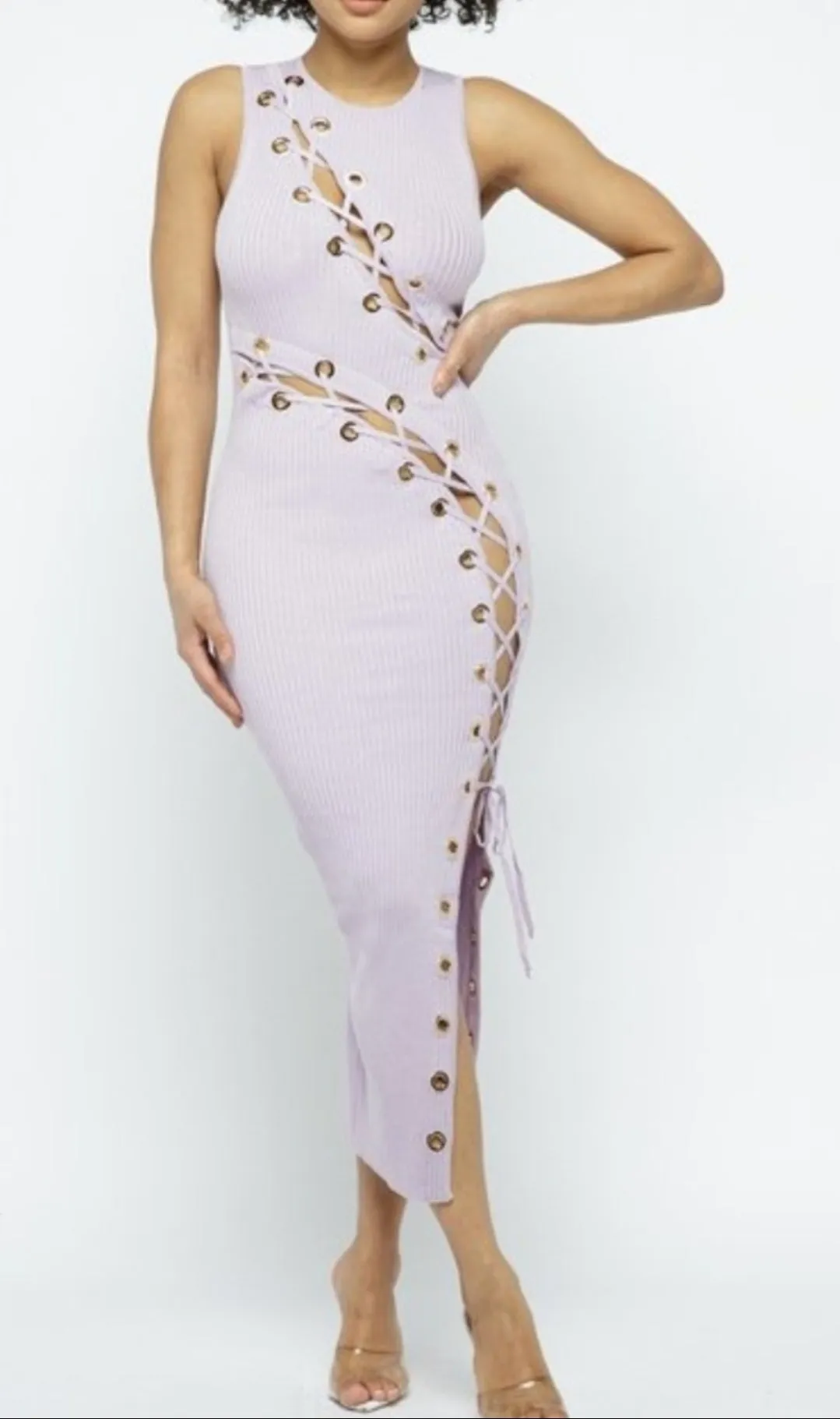 In Town Lavender Grommet Maxi Dress