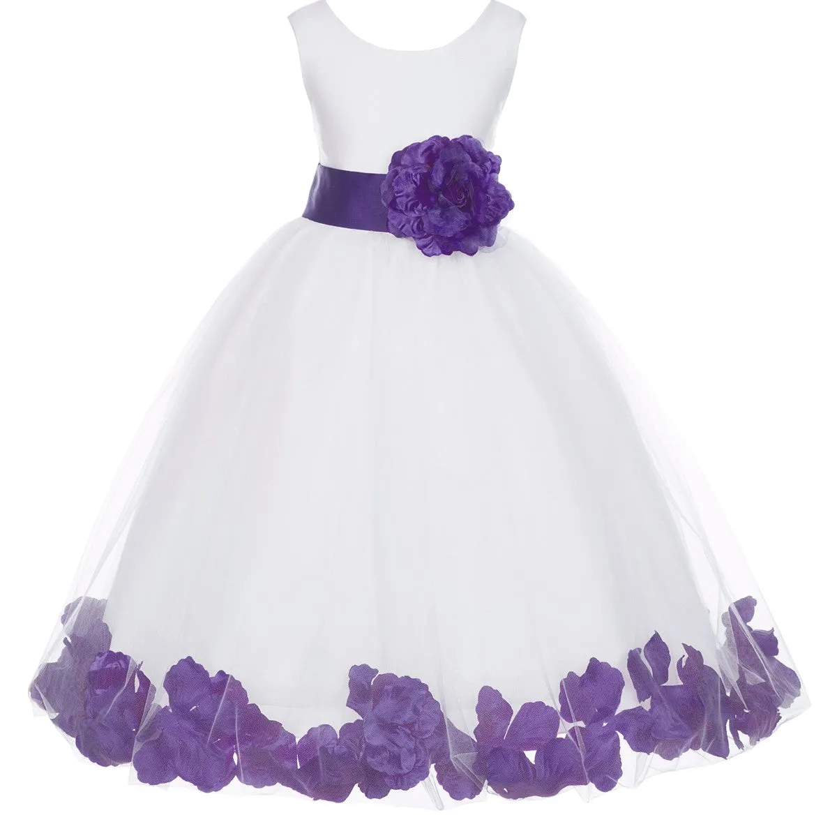 Ivory Elegant Wedding Pageant Special Events Petals Flower Girl Dress with Bow Tie Sash 302T(4)
