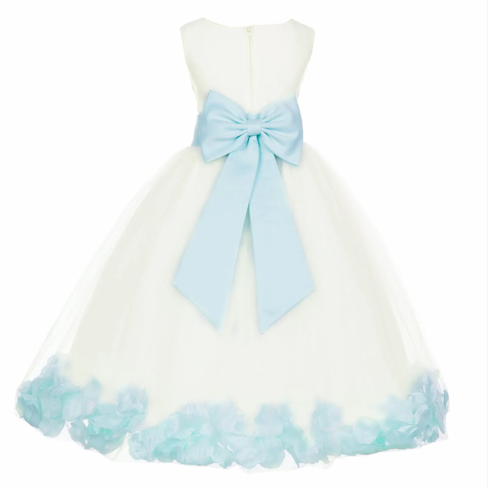 Ivory Elegant Wedding Pageant Special Events Petals Flower Girl Dress with Bow Tie Sash 302T(4)