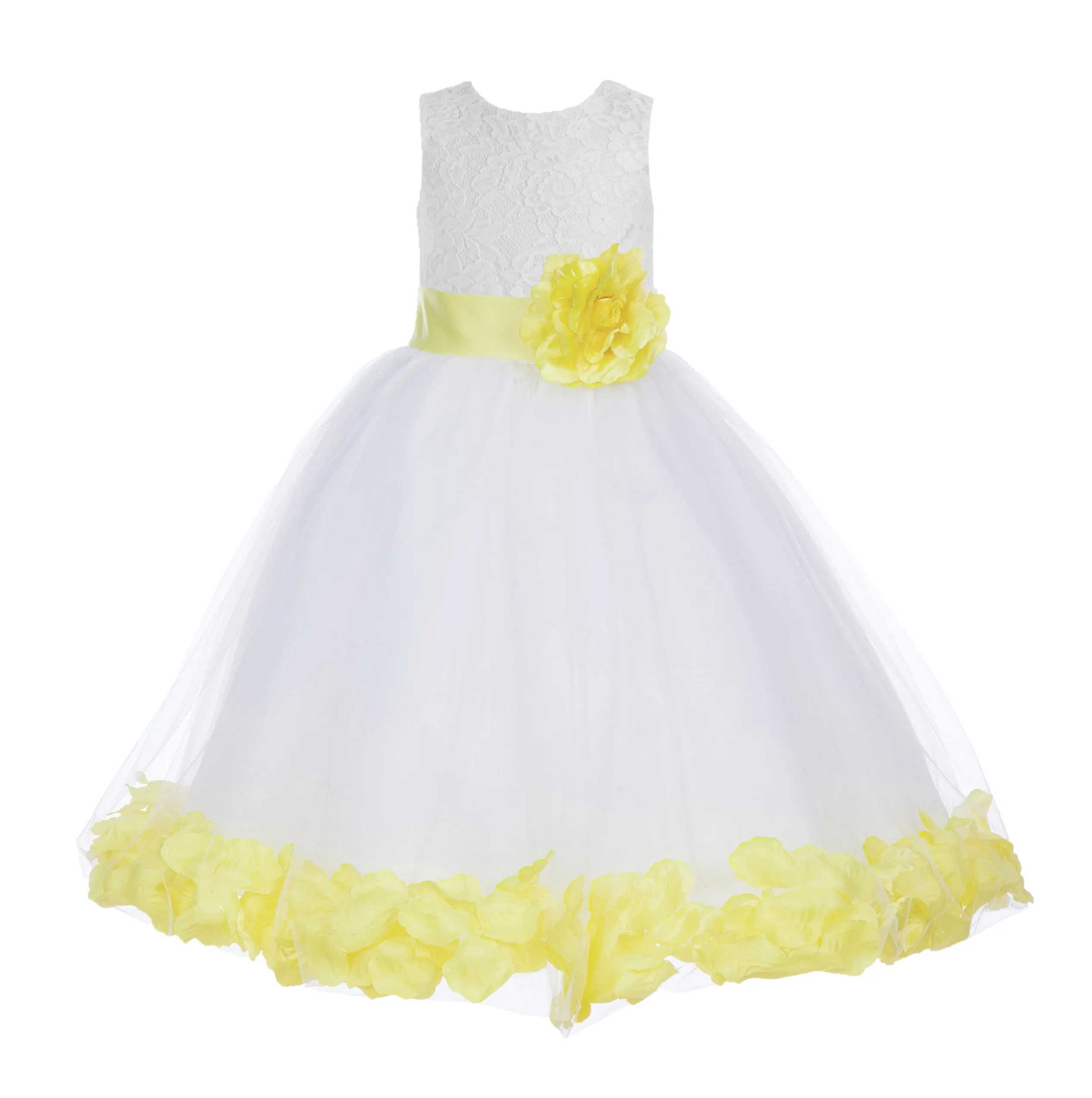 Ivory Floral Lace Heart Cutout Rose Petals Flower Girl Dress Junior Bridesmaid Special Event 185T(1)