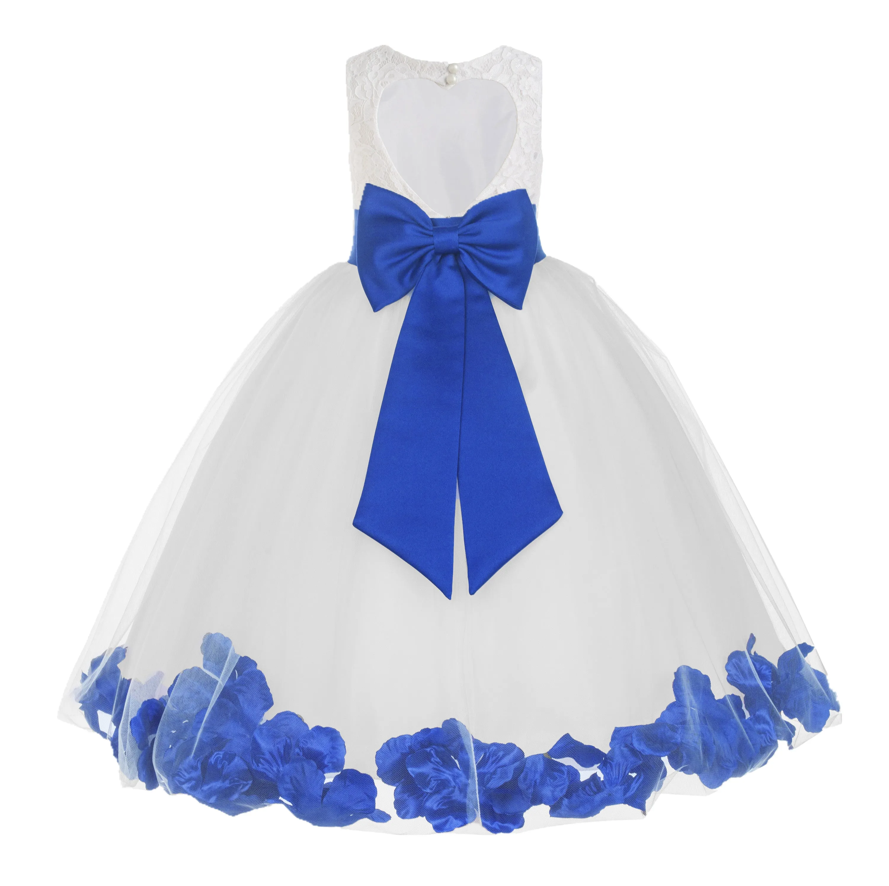Ivory Floral Lace Heart Cutout Rose Petals Flower Girl Dress Junior Bridesmaid Special Event 185T(1)