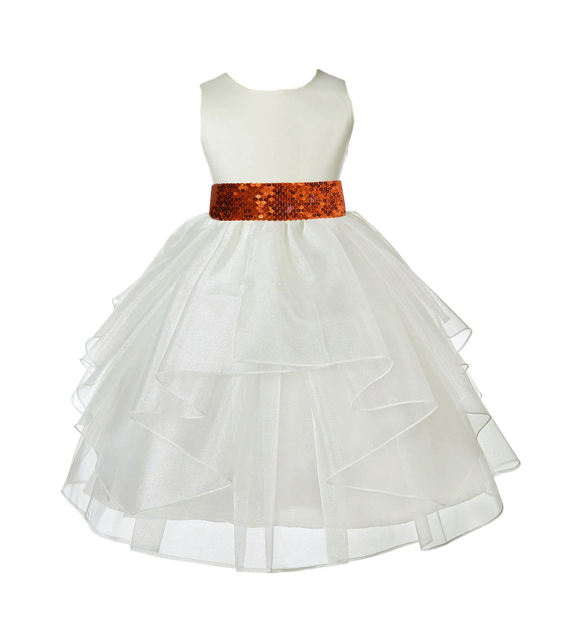 Ivory Pageant Bridal Special Events Shimmering Organza Sequin Mesh Flower Girl Dress 4613mh