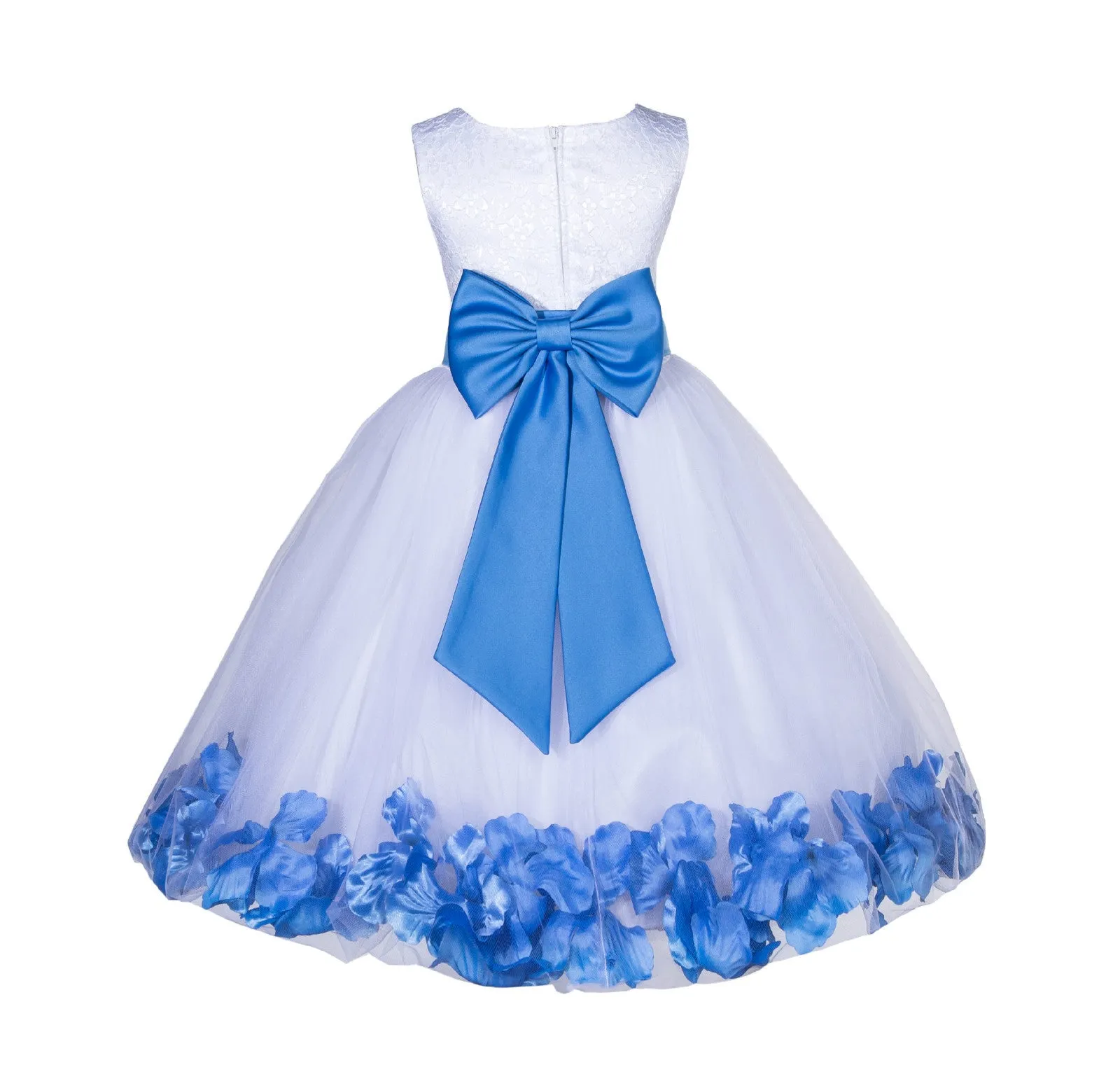 Ivory Tulle Floral Lace Top Rose Petals Flower Girl Dress Wedding Pageant Special Occasions 165T(1)