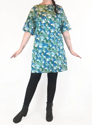 Jericho Road blue and green horse print dress size 16 (tiny fit, best fits 12-small 14)