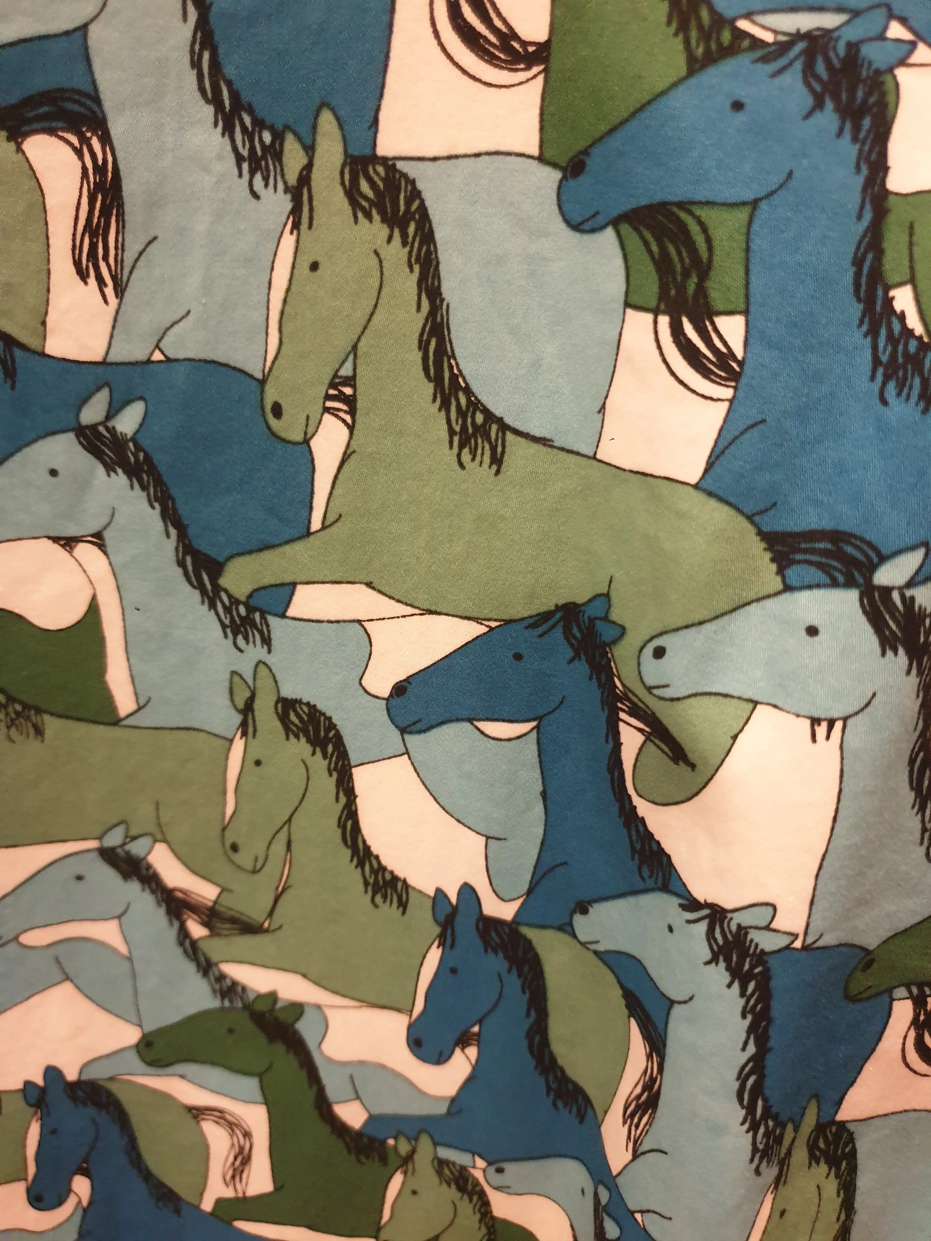 Jericho Road blue and green horse print dress size 16 (tiny fit, best fits 12-small 14)