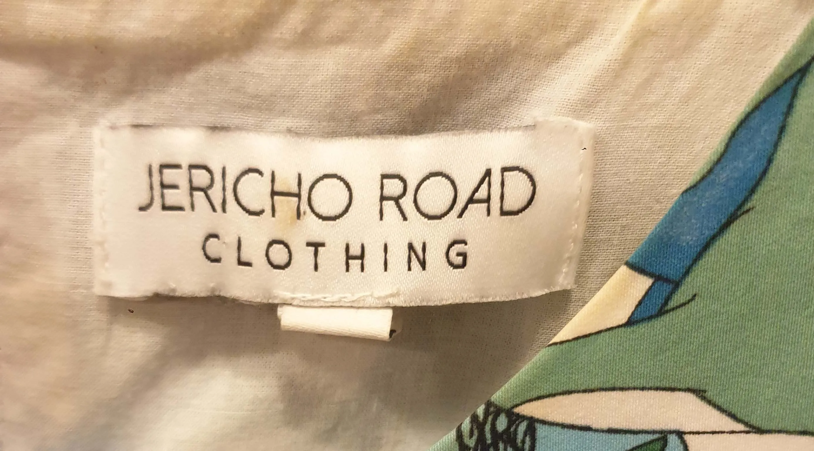 Jericho Road blue and green horse print dress size 16 (tiny fit, best fits 12-small 14)