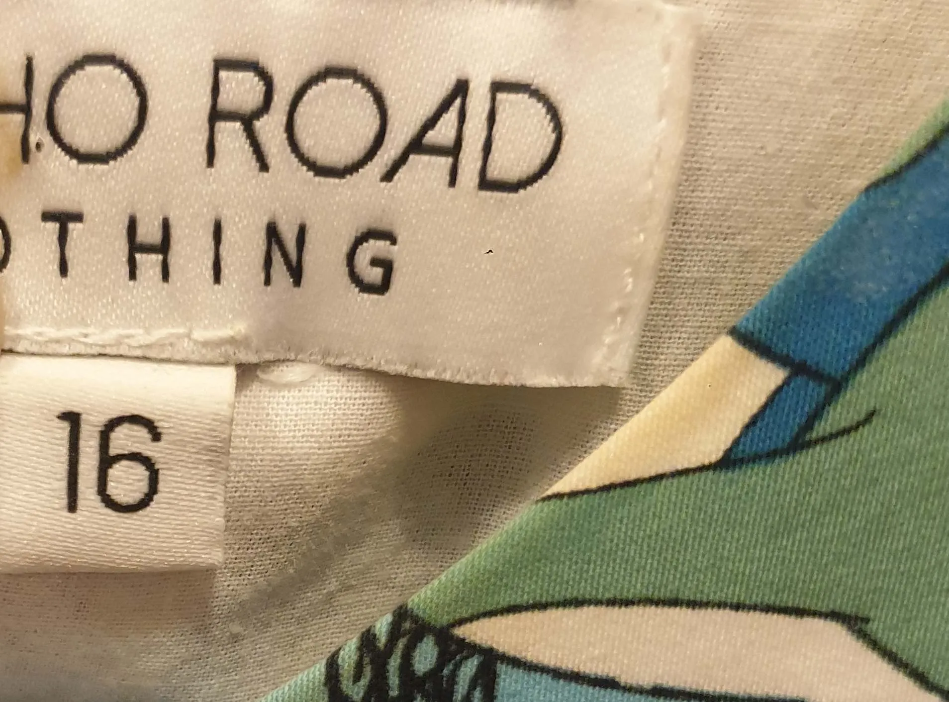 Jericho Road blue and green horse print dress size 16 (tiny fit, best fits 12-small 14)