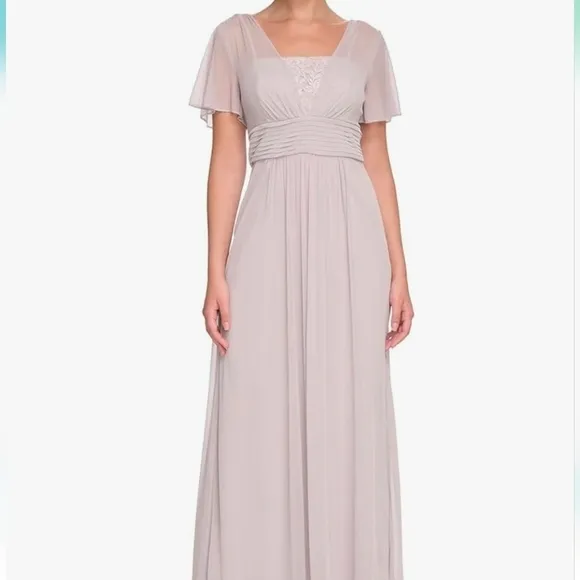 Jessica Howard short sleeve v neck embroidered chiffon empire long maxi dress 8