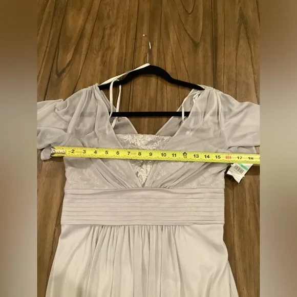 Jessica Howard short sleeve v neck embroidered chiffon empire long maxi dress 8