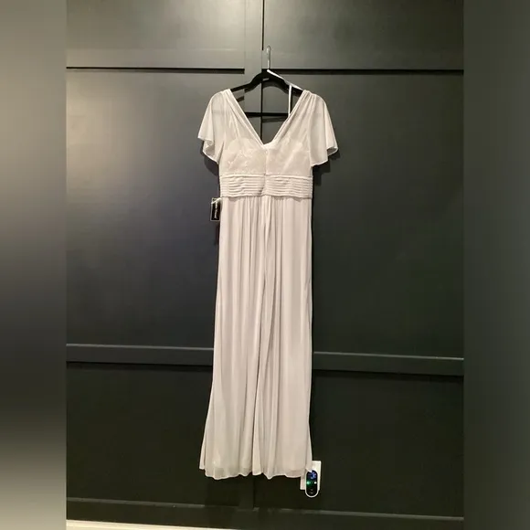 Jessica Howard short sleeve v neck embroidered chiffon empire long maxi dress 8