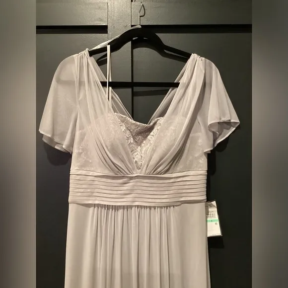 Jessica Howard short sleeve v neck embroidered chiffon empire long maxi dress 8