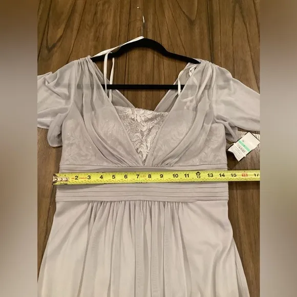 Jessica Howard short sleeve v neck embroidered chiffon empire long maxi dress 8