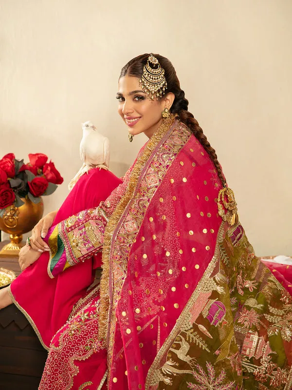 Kameez Trouser and Dupatta Pink Pakistani Wedding Dress
