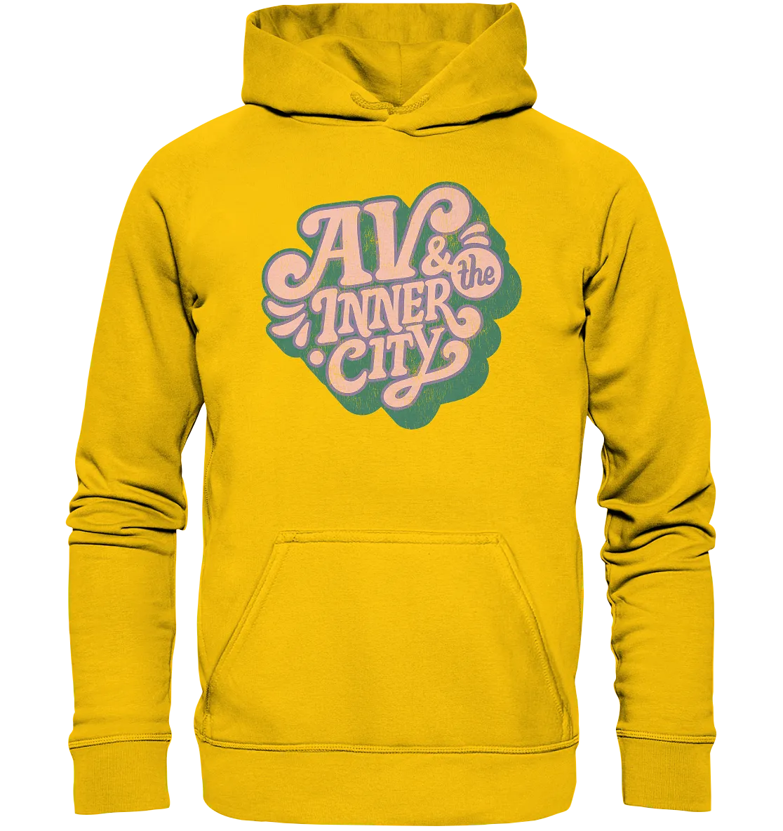 Kids' Premium Hoodie - Green and Pink Logo - AV & the Inner City Merchandise