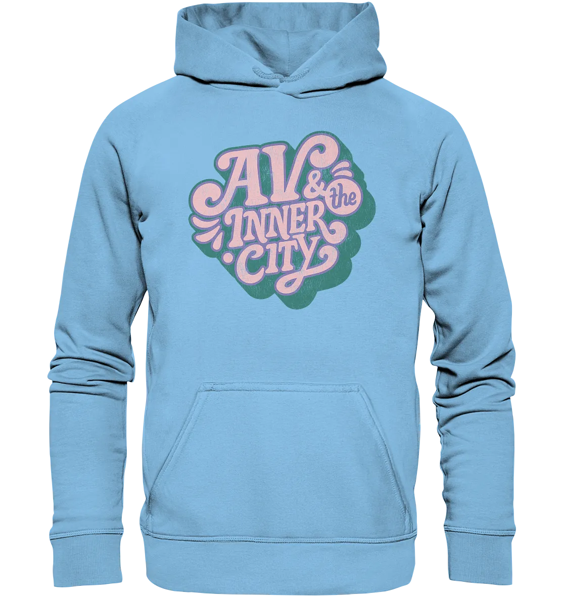 Kids' Premium Hoodie - Green and Pink Logo - AV & the Inner City Merchandise