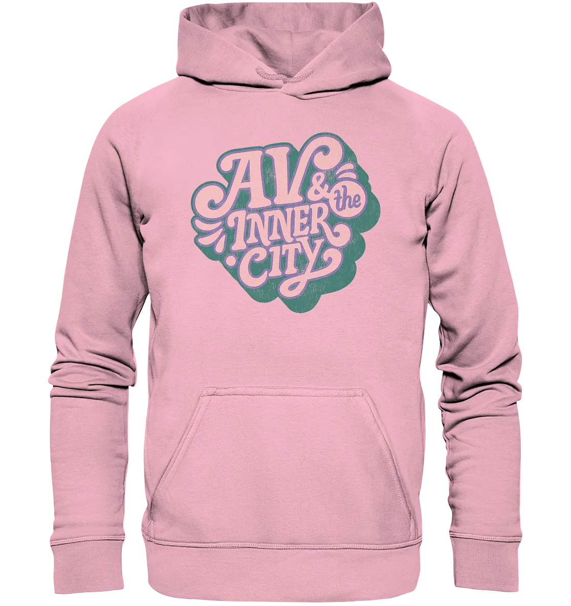 Kids' Premium Hoodie - Green and Pink Logo - AV & the Inner City Merchandise