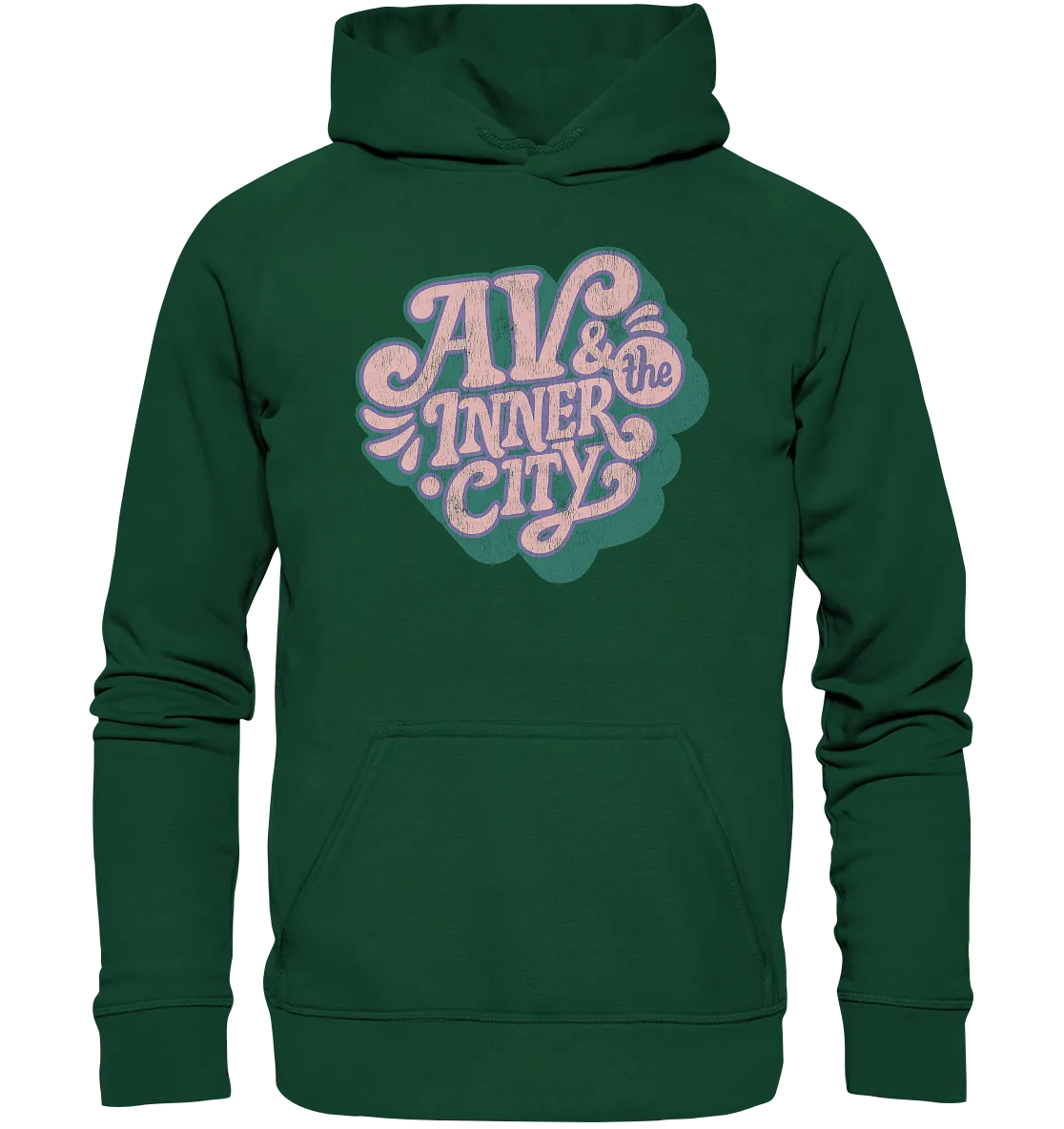 Kids' Premium Hoodie - Green and Pink Logo - AV & the Inner City Merchandise