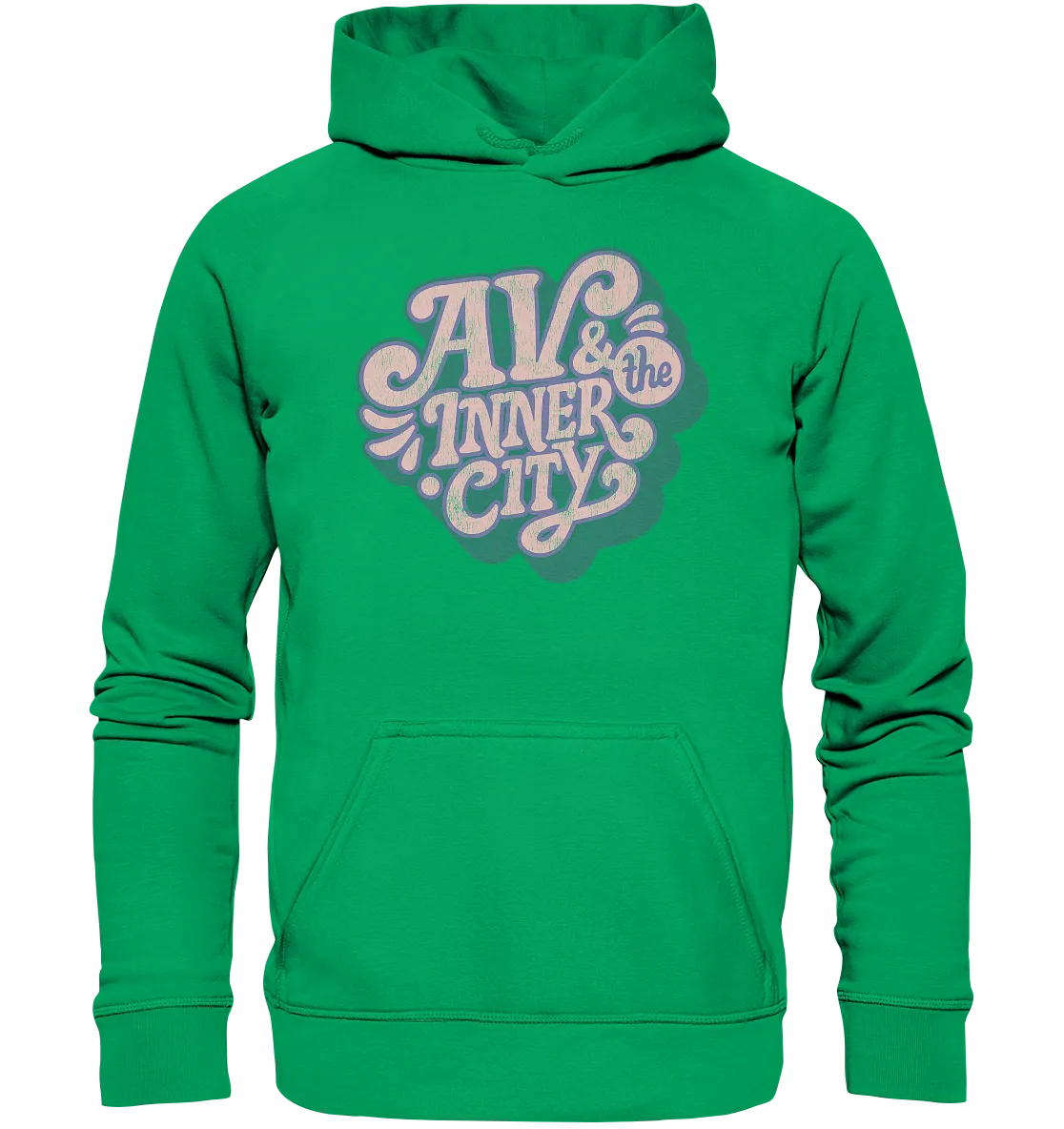 Kids' Premium Hoodie - Green and Pink Logo - AV & the Inner City Merchandise