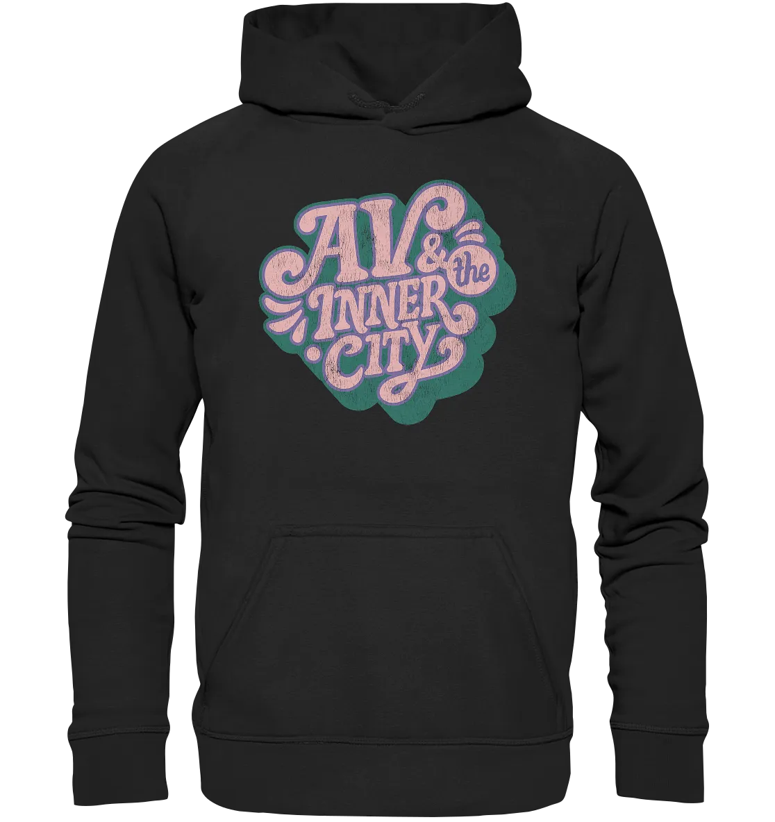 Kids' Premium Hoodie - Green and Pink Logo - AV & the Inner City Merchandise