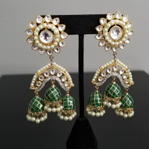 Kundan Jhumka Earrings With Gold Finish DT17