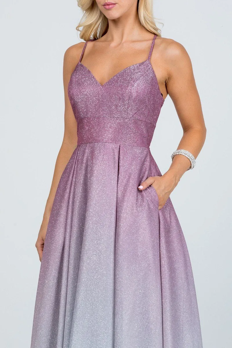 La Scala 25786 Long A-Line Glitter Ombre Formal Gown
