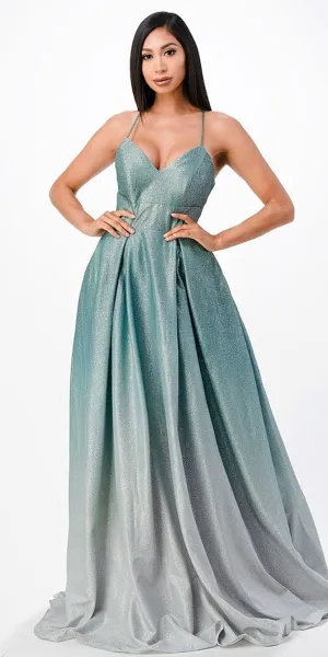 La Scala 25786 Long A-Line Glitter Ombre Formal Gown