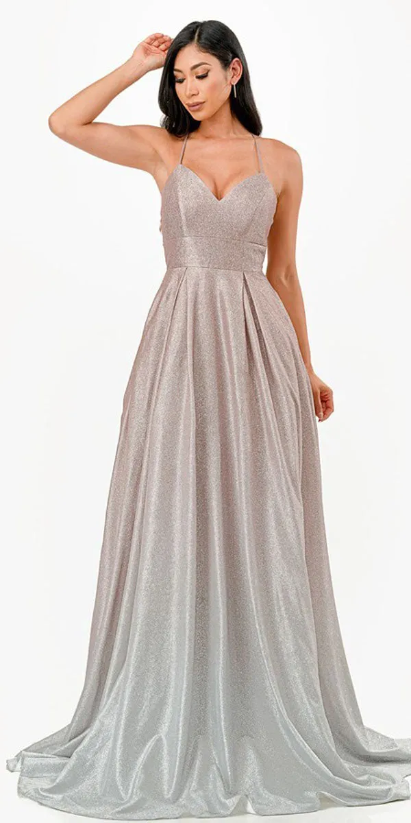 La Scala 25786 Long A-Line Glitter Ombre Formal Gown