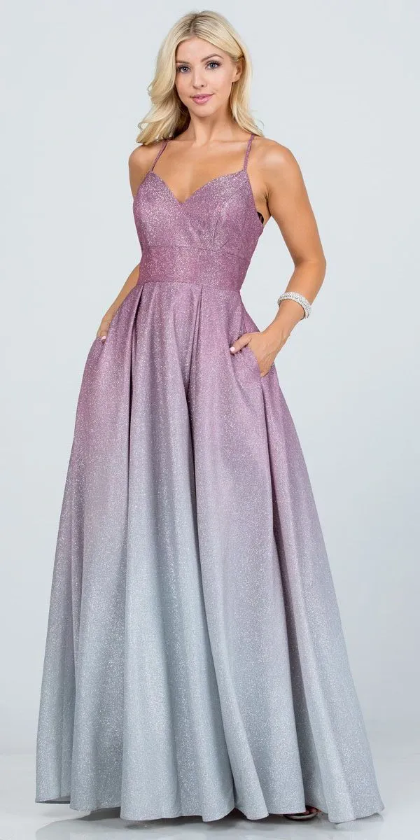 La Scala 25786 Long A-Line Glitter Ombre Formal Gown