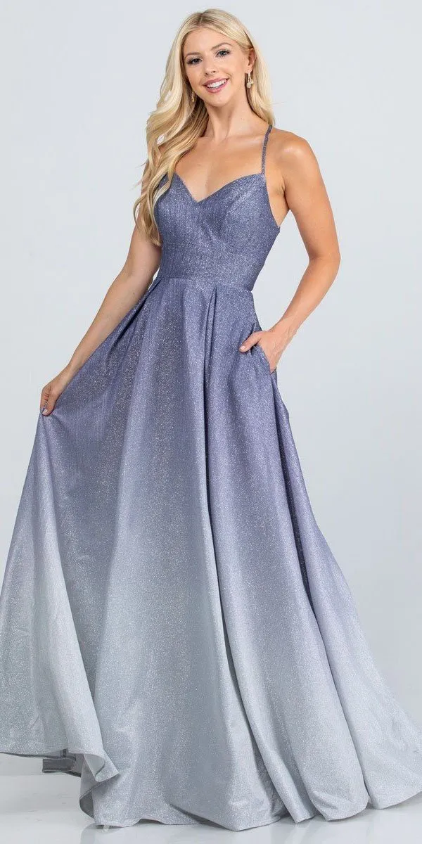 La Scala 25786 Long A-Line Glitter Ombre Formal Gown